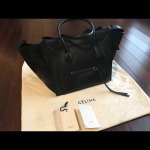 Celine black leather phantom luggage